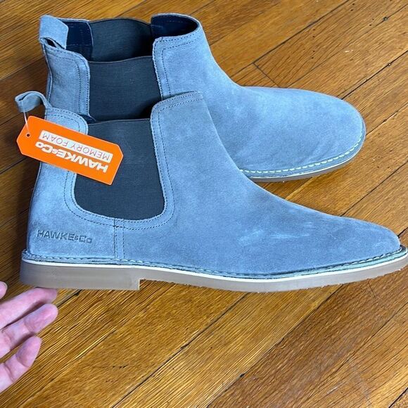 Hawke & Co Chelsea Suede Ankle Boots Almond Toe Elastic Blue Size 13 NWT - Picture 2 of 9